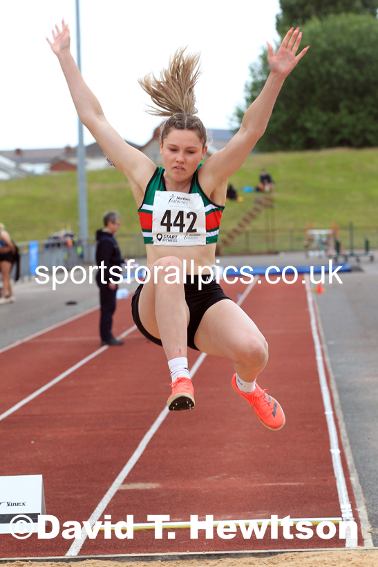 Womens under-20s long jumps, 2022 Northern Senior and Under-20 Champs., Wavertree Athletics Centre, Liverpool. Photo: David T. Hewitson/Sports for All Pics